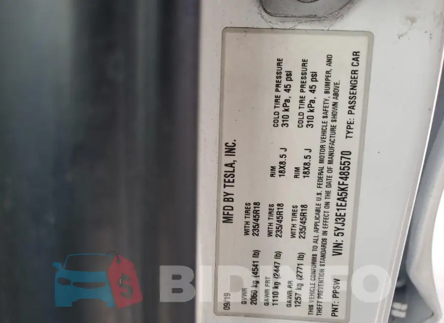 5YJ3E1EA5KF485570 Photo# 12