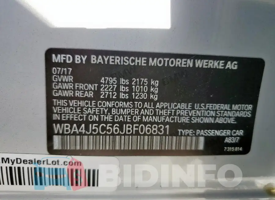 WBA4J5C56JBF06831 Photo# 12