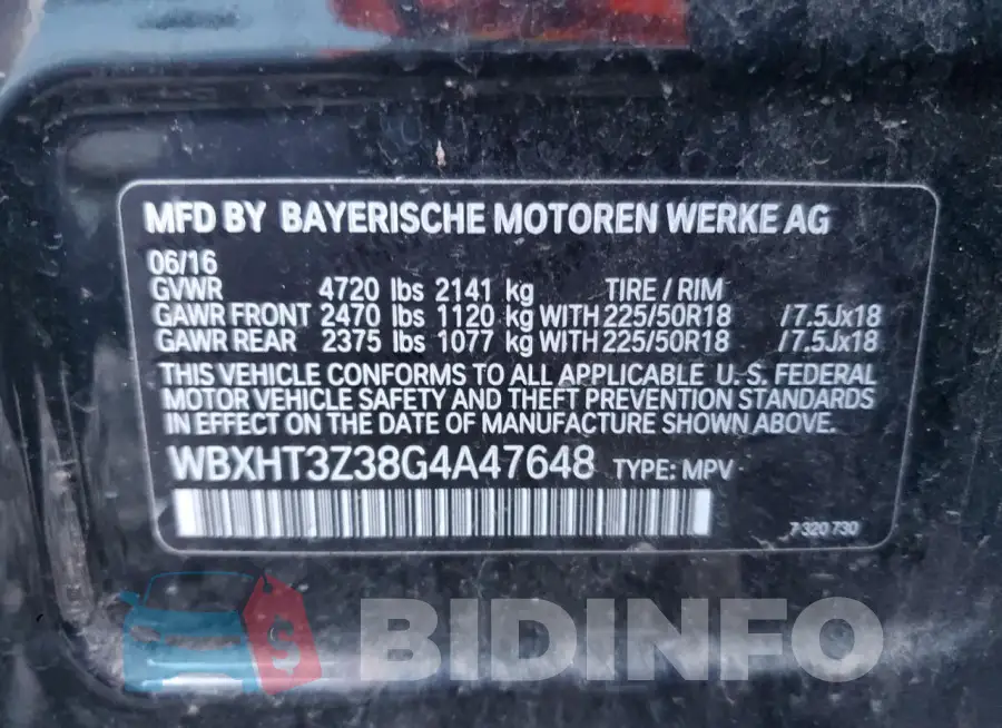 WBXHT3Z38G4A47648 Photo# 13