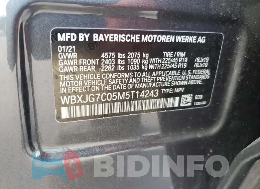 WBXJG7C05M5T14243 Photo# 12