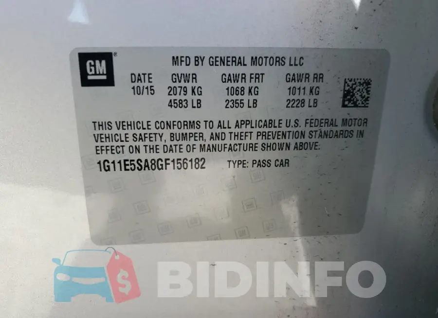 1G11E5SA8GF156182 Photo# 12