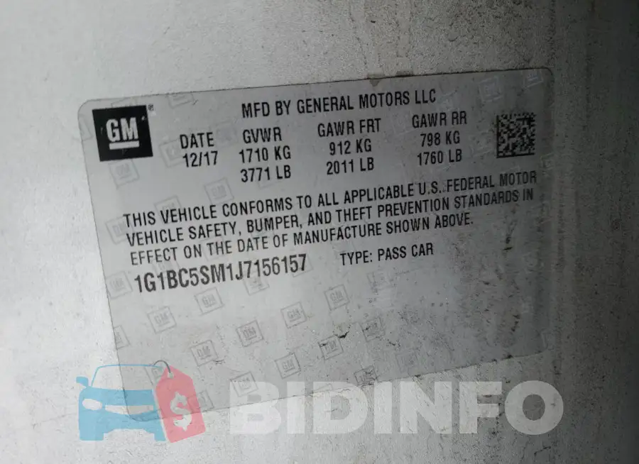 1G1BC5SM1J7156157 Photo# 12