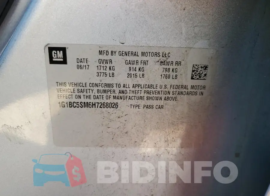 1G1BC5SM6H7268026 Photo# 12