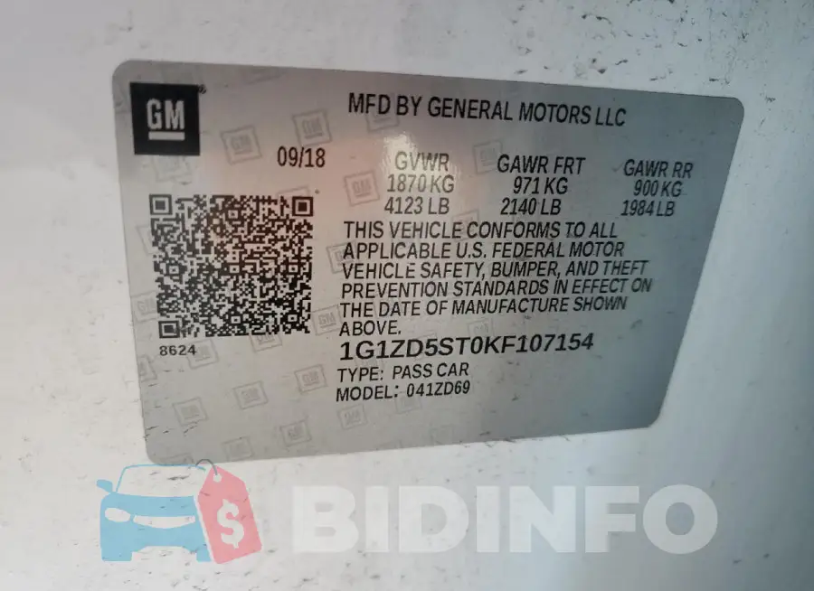 1G1ZD5ST0KF107154 Photo# 12