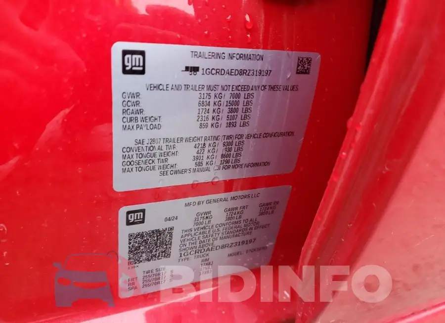 1GCRDAED8RZ319197 Photo# 12