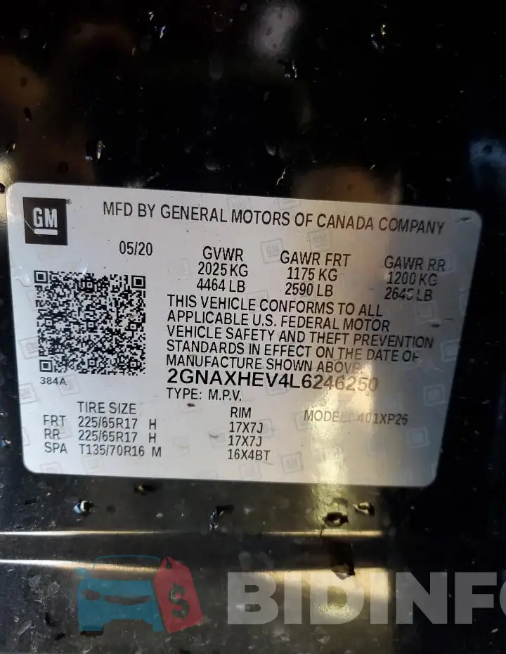 2GNAXHEV4L6246250 Photo# 13
