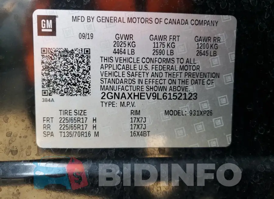 2GNAXHEV9L6152123 Photo# 13