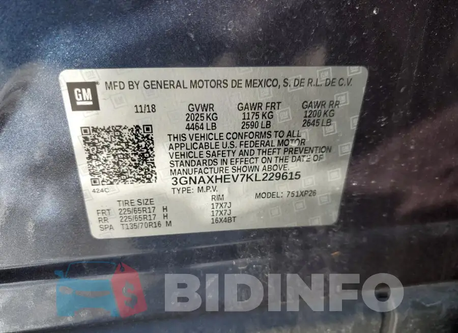 3GNAXHEV7KL229615 Photo# 13
