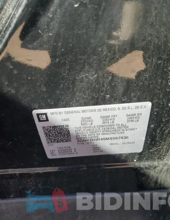 3GNKBHR45MS557936 Photo# 13