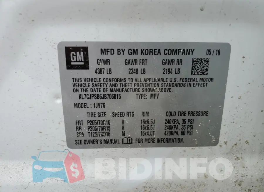 KL7CJPSB6JB706815 Photo# 13