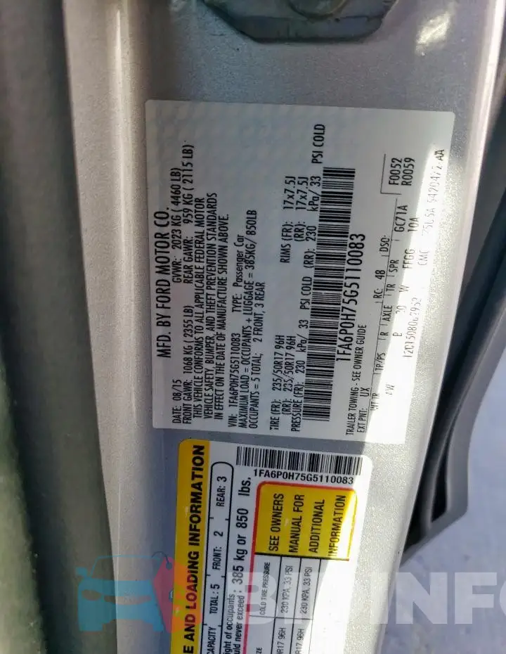 1FA6P0H75G5110083 Photo# 13