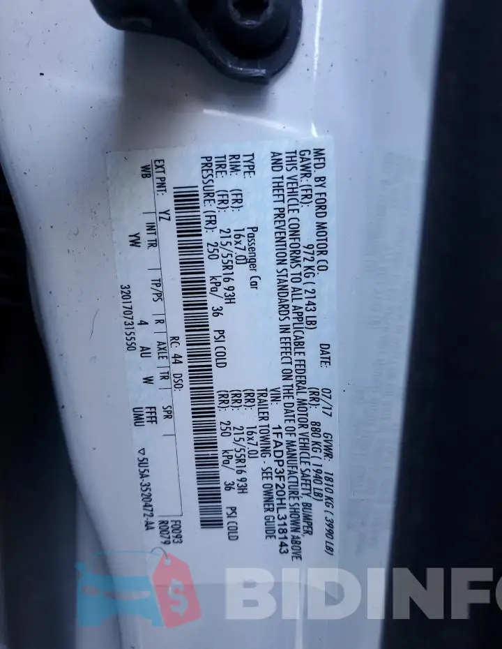 1FADP3F20HL318143 Photo# 12
