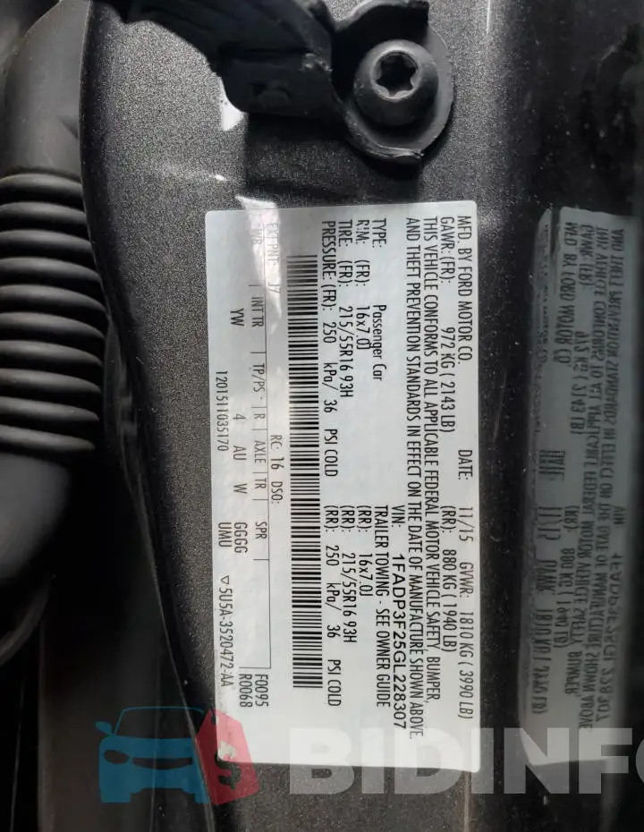 1FADP3F25GL228307 Photo# 12