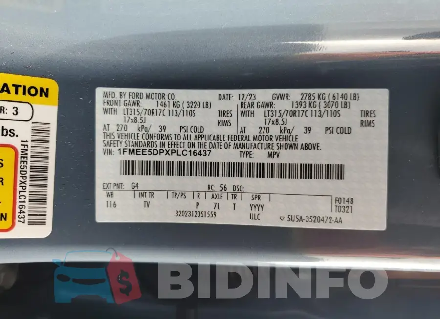 1FMEE5DPXPLC16437 Photo# 13