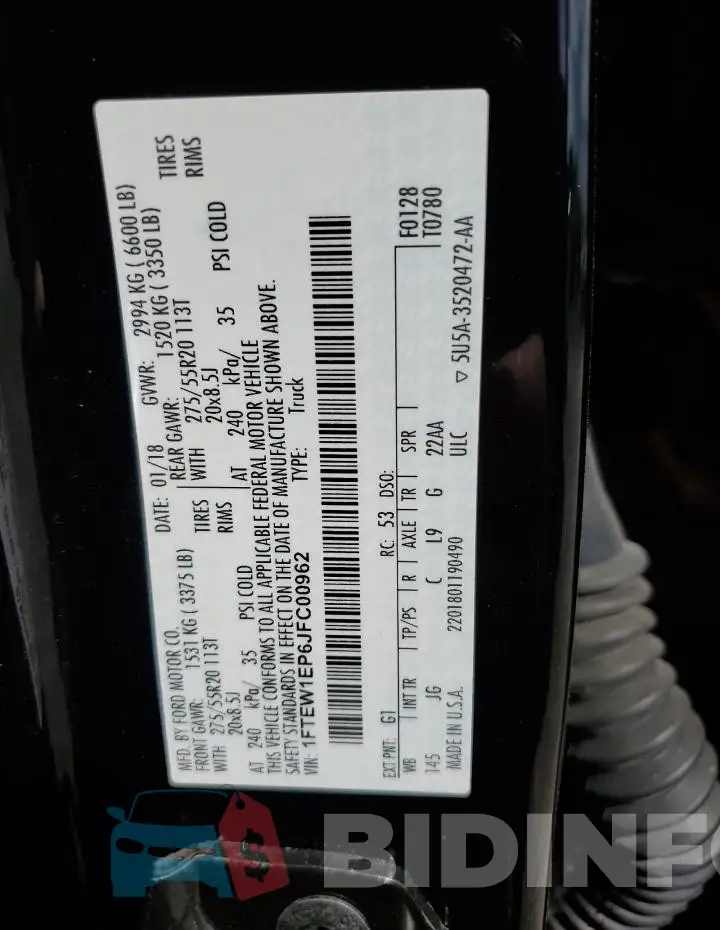 1FTEW1EP6JFC00962 Photo# 12