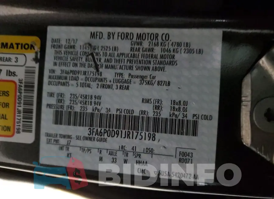3FA6P0D91JR175198 Photo# 12
