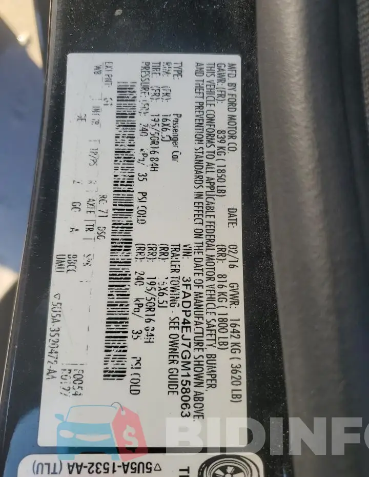 3FADP4EJ7GM158063 Photo# 12