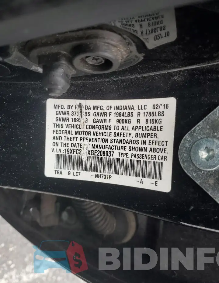 19XFC2F5XGE208937 Photo# 13