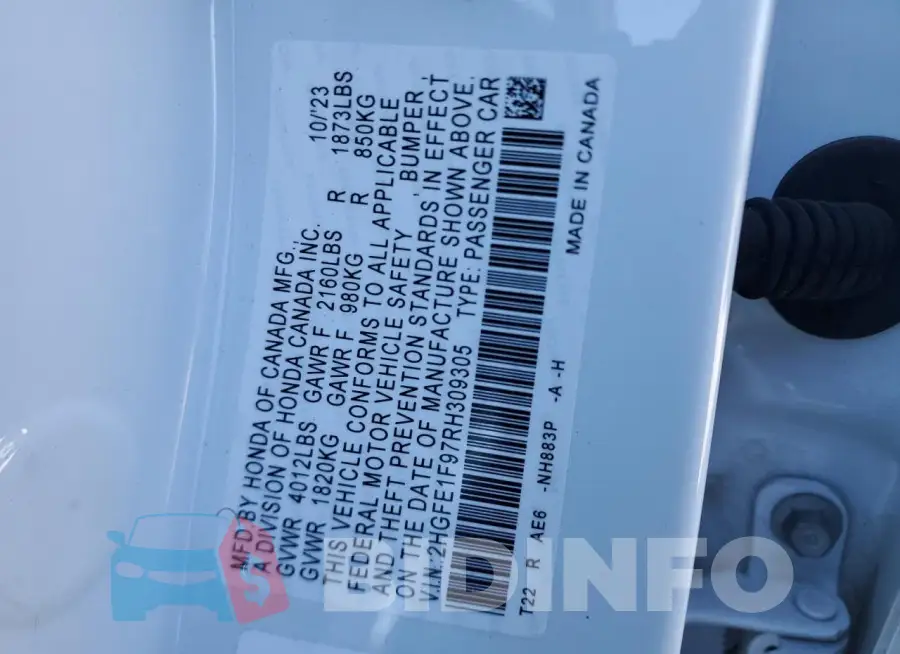 2HGFE1F97RH309305 Photo# 13