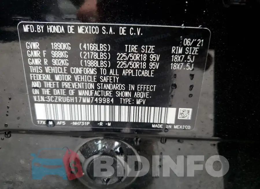 3CZRU6H17MM749984 Photo# 13