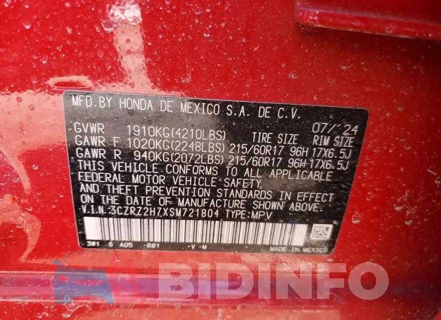 3CZRZ2H7XSM721804 Photo# 13