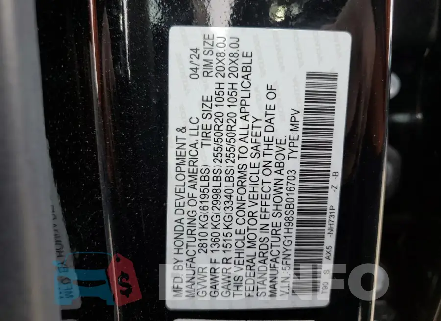 5FNYG1H98SB016703 Photo# 14