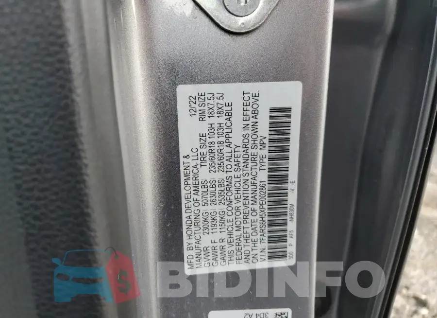 7FARS6H5XPE002861 Photo# 13