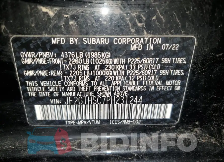 JF2GTHSC7PH231244 Photo# 13