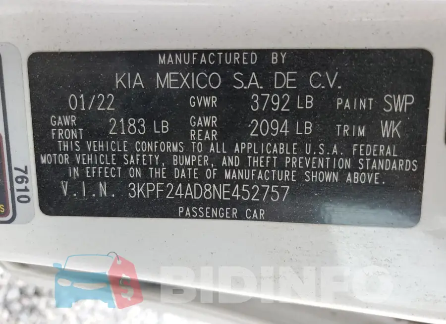 3KPF24AD8NE452757 Photo# 12