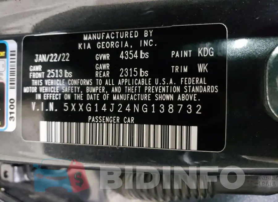 5XXG14J24NG138732 Photo# 12