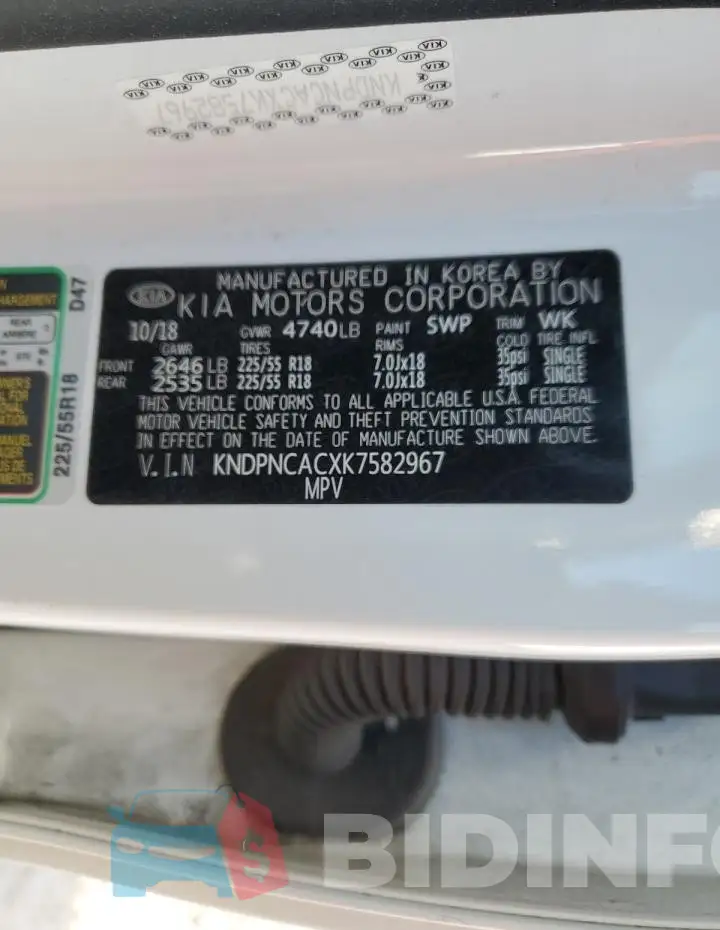 KNDPNCACXK7582967 Photo# 13