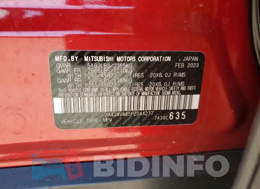 JA4J4VA85PZ044277 Photo# 14