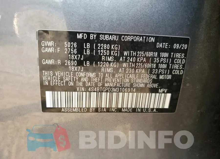 4S4BTGPD3M3106914 Photo# 13