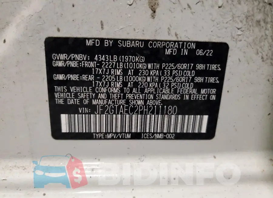 JF2GTAEC2PH211180 Photo# 13