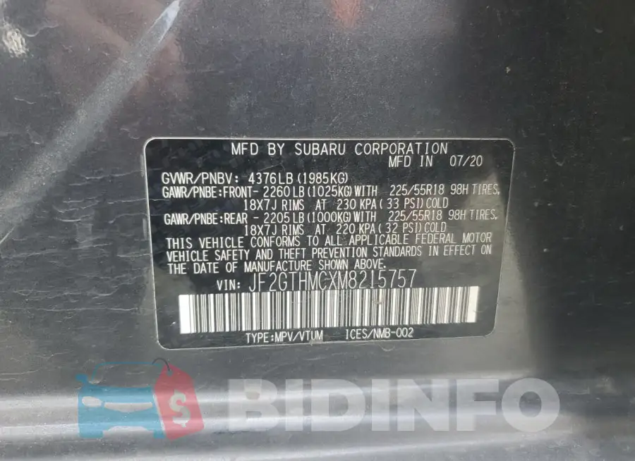 JF2GTHMCXM8215757 Photo# 12
