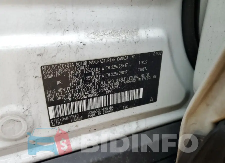 2T3H1RFV5NW188086 Photo# 13