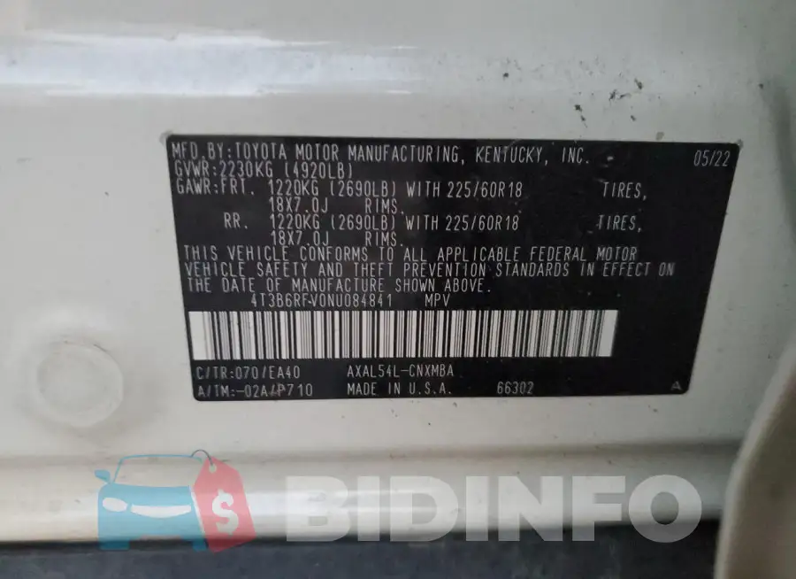 4T3B6RFV0NU084841 Photo# 13