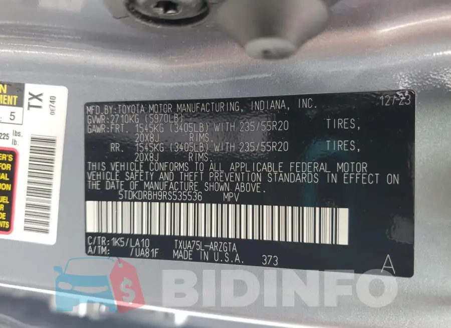 5TDKDRBH9RS535536 Photo# 13