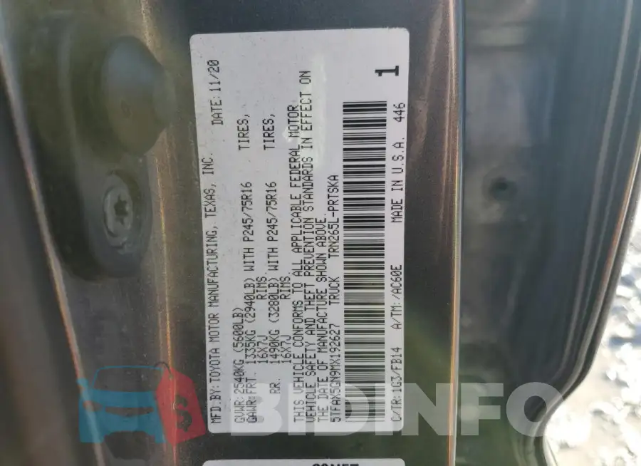 5TFAX5GN9MX192627 Photo# 13
