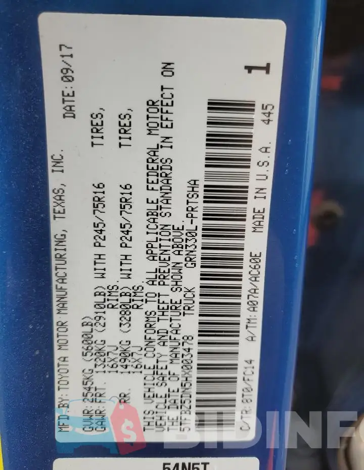 5TFBZ5DN5HX003478 Photo# 12