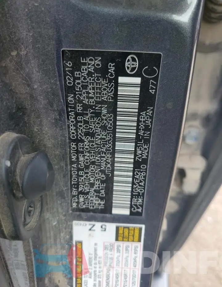 JTDKARFU3G3510503 Photo# 12
