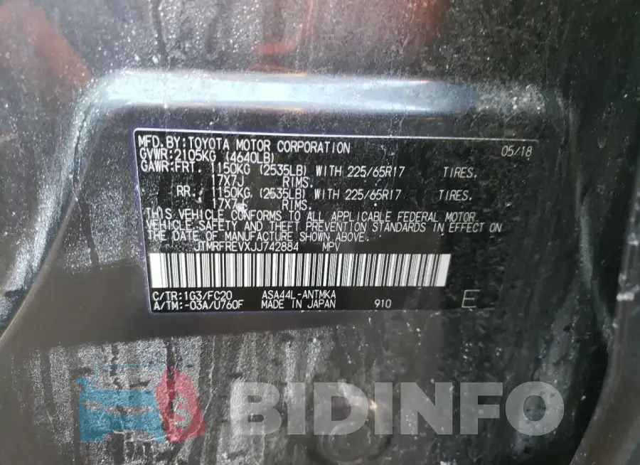 JTMRFREVXJJ742884 Photo# 13