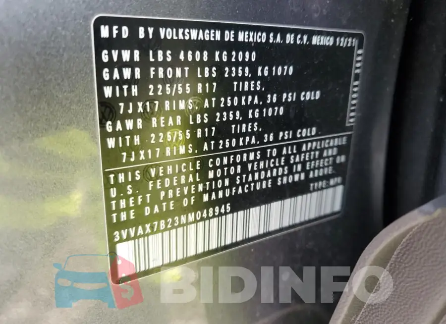 3VVAX7B23NM048945 Photo# 13