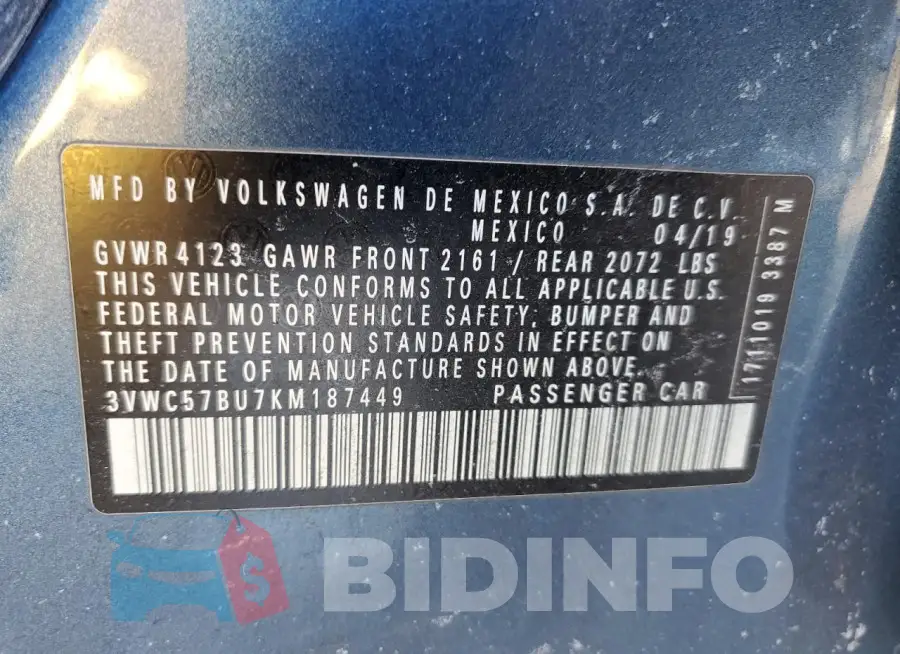 3VWC57BU7KM187449 Photo# 12