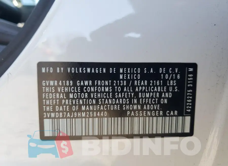 3VWDB7AJ9HM258440 Photo# 12
