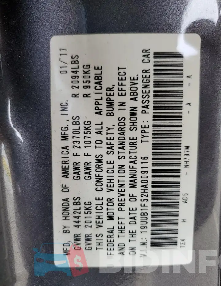 19UUB1F52HA009116 Photo# 12