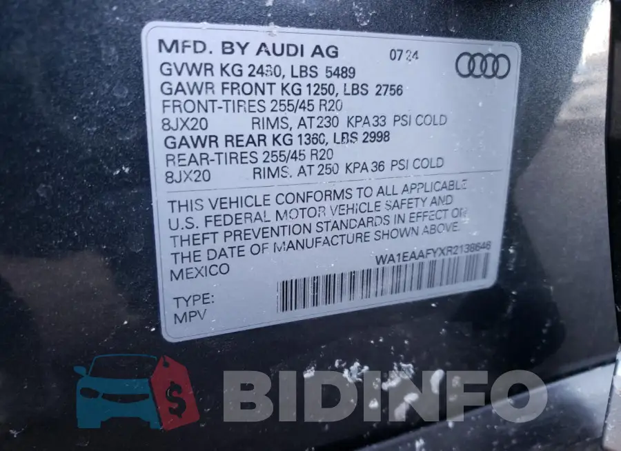 WA1EAAFYXR2138646 Photo# 13