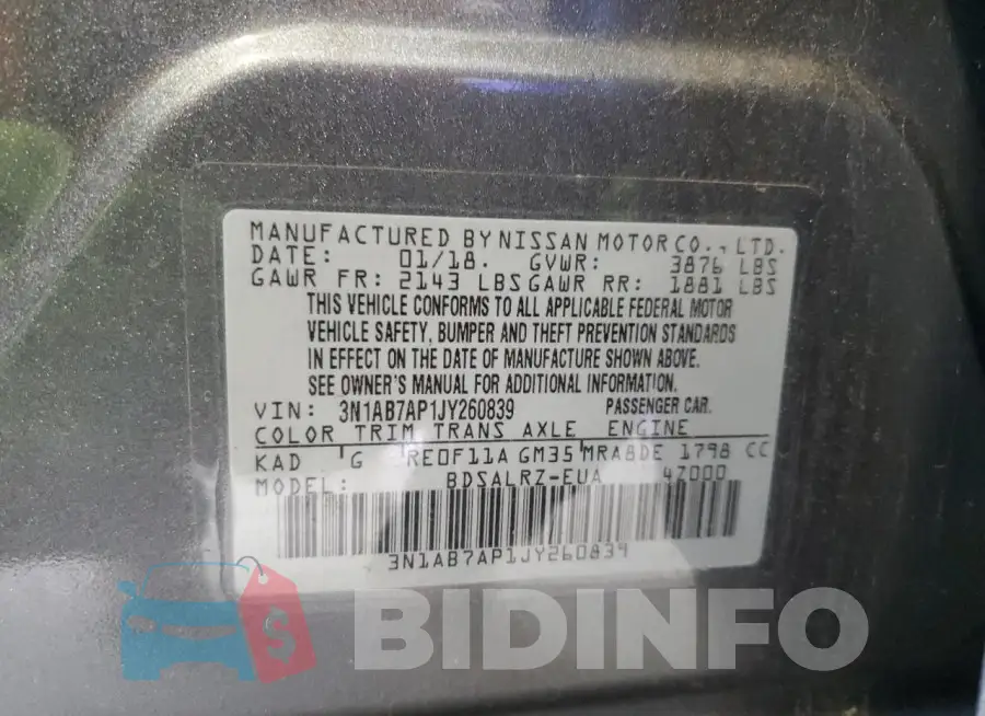 3N1AB7AP1JY260839 Photo# 12