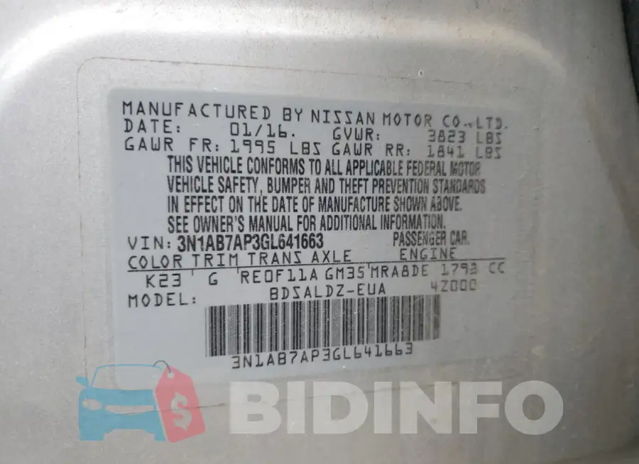 3N1AB7AP3GL641663 Photo# 12