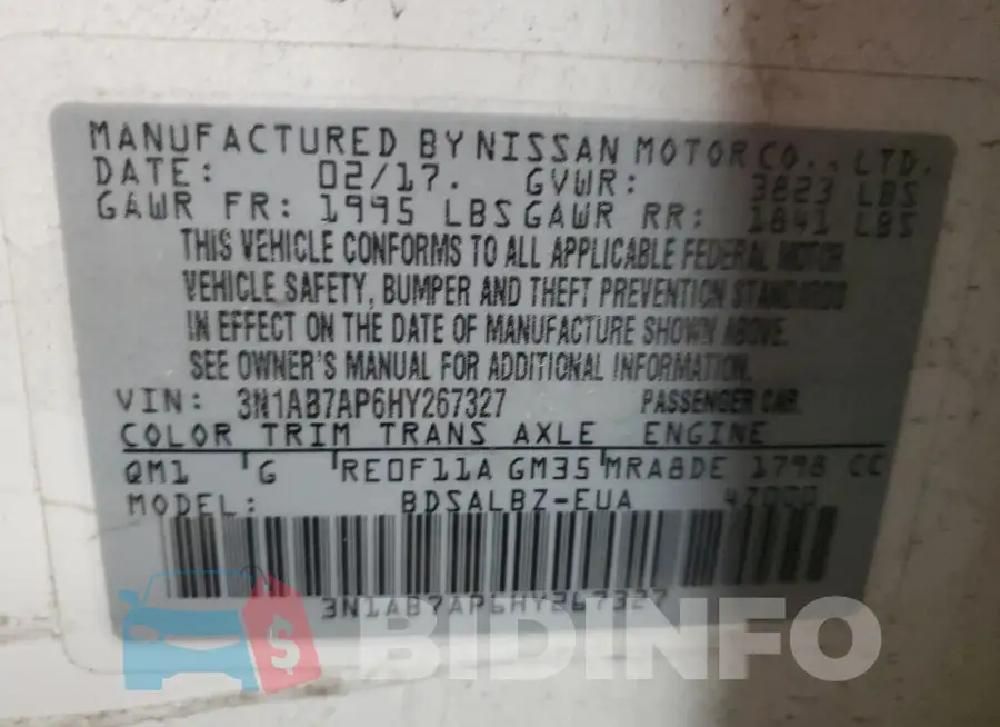 3N1AB7AP6HY267327 Photo# 12